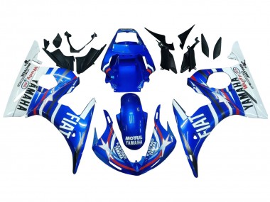 Carénages Moto Yamaha YZF 600 R6 2005 - Bleu Blanc Rouge Motul Michelin Fiat Abordables