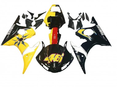 Carénages Moto Yamaha YZF 600 R6 2005 - Noir Jaune Rouge 46 Abordables