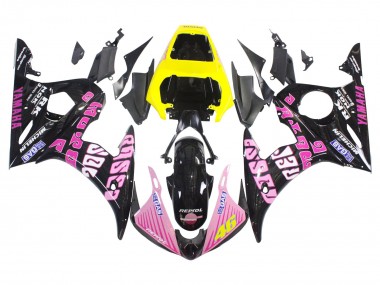 Carénages Moto Yamaha YZF 600 R6 2005 - Noir Rose Jaune Repsol 46 Abordables