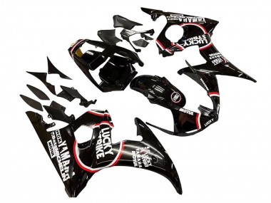 Carénages Moto Yamaha YZF 600 R6 2005 - Noir Brillant Blanc Lucky Strike Motul Abordables
