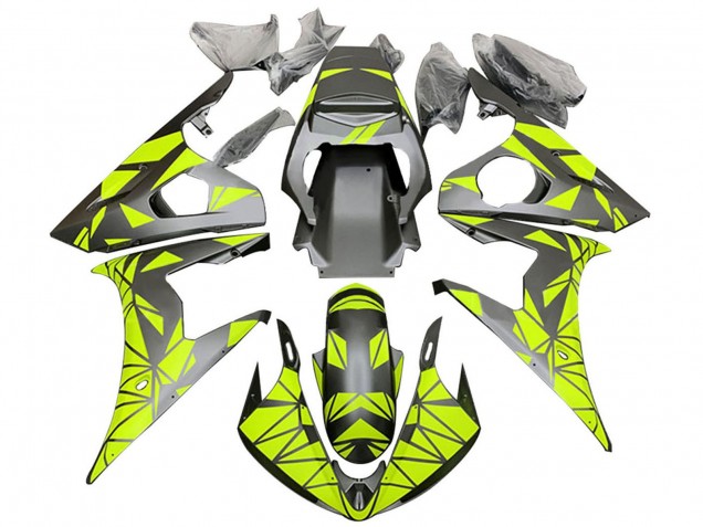 Carénages Moto Yamaha YZF 600 R6 2005 - Noir Mat Vert Néon
