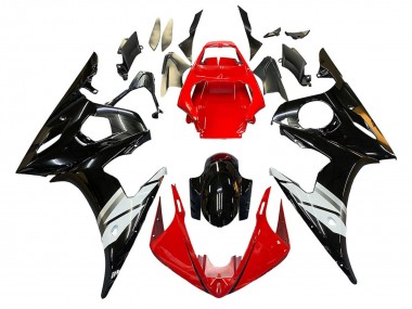 Carénages Moto Yamaha YZF 600 R6 2005 - Rouge Blanc Noir Brillant Abordables