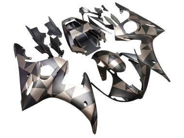 Carénages Moto Yamaha YZF 600 R6 2005 - Noir Mat Gris Geometric Abordables