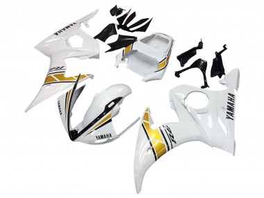 Carénages Moto Yamaha YZF 600 R6 2005 - Blanc Or Noir Abordables