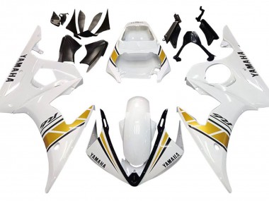 Carénages Moto Yamaha YZF 600 R6 2005 - Blanc Or Noir Abordables