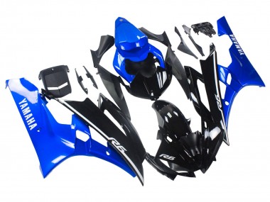 Carénages Moto Yamaha YZF 600 R6 2006-2007 - Bleu Noir Brillant Abordables