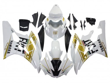 Carénages Moto Yamaha YZF 600 R6 2006-2007 - Blanc Or Noir Fiat Abordables