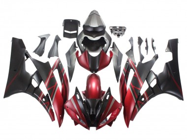 Carénages Moto Yamaha YZF 600 R6 2006-2007 - Rouge Noir Mat Abordables