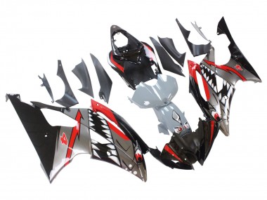 Carénages Moto Yamaha YZF 600 R6 2008-2016 - Argent Noir Rouge Requin 4 Abordables