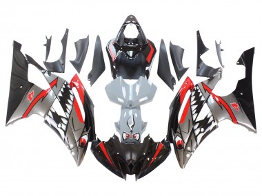 Carénages Moto Yamaha YZF 600 R6 2008-2016 - Argent Noir Rouge Requin 4 Abordables