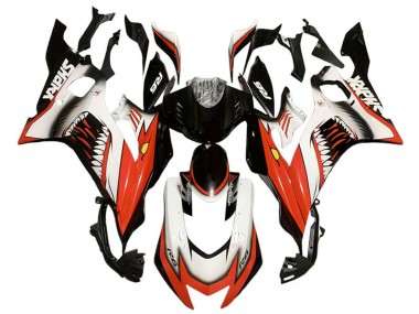 Carénages Moto Yamaha YZF 600 R6 2017-2023 - Blanc Rouge Noir Requin Abordables