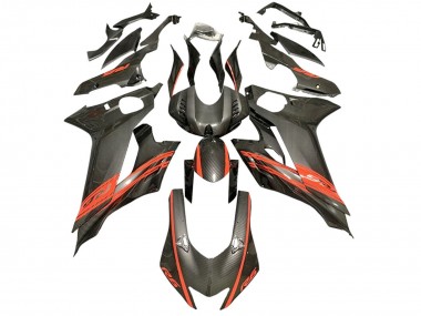 Carénages Moto Yamaha YZF 600 R6 2017-2023 - Rouge Noir Fibre de Carbone Style Abordables