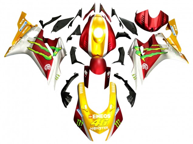 Carénages Moto Yamaha YZF 600 R6 2017-2023 - Or Rouge Vert Monstre