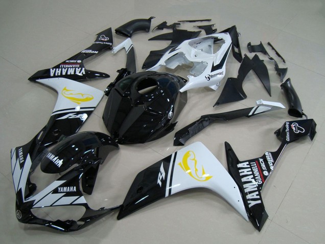 Carénages Moto Yamaha YZF R1 2007-2008 - Blanc Noir Jaune Dauphin
