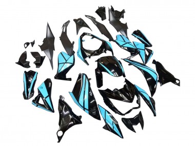 Carénages Moto Kawasaki Z800 2013-2018 - Bleu Clair Noir Brillant Abordables