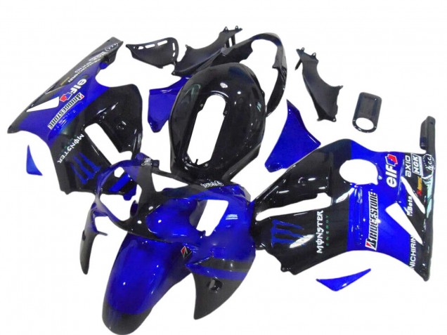 Carénages Moto Kawasaki ZX12R 2000-2001 - Noir Brillant Bleu Monstre