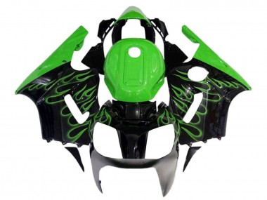 Carénages Moto Kawasaki ZX12R 2002-2006 - Noir Brillant Vert Flamme Abordables