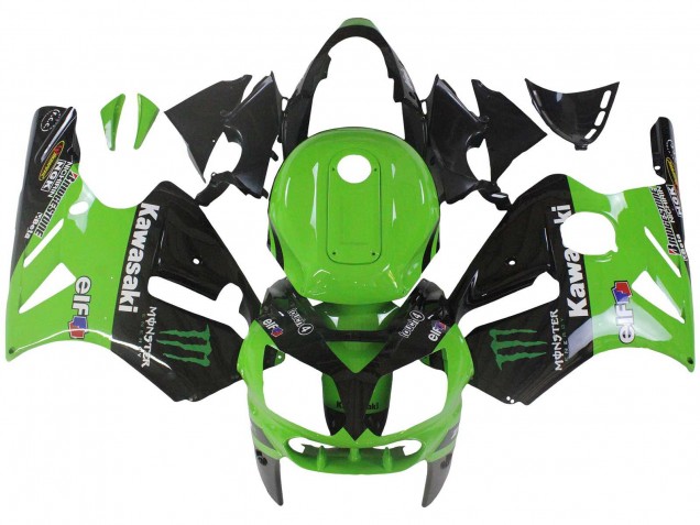 Carénage Moto Kawasaki ZX12R 2002-2006 - Vert Noir Brillant Elf Touch4 Monstre