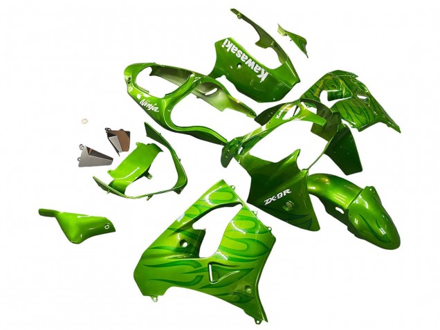 Carénages Moto Kawasaki ZX9R 2000-2001 - Vert Flamme