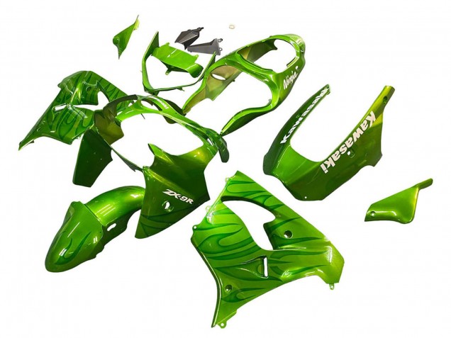 Carénages Moto Kawasaki ZX9R 2000-2001 - Vert Flamme
