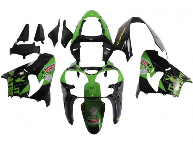 Carénages Moto Kawasaki ZX9R 2000-2001 - Vert Noir Playboy DENSO