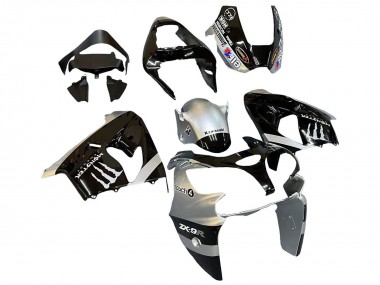 Carénages Moto Kawasaki ZX9R 2002-2003 - Argent Noir Brillant Monstre Elf Abordables