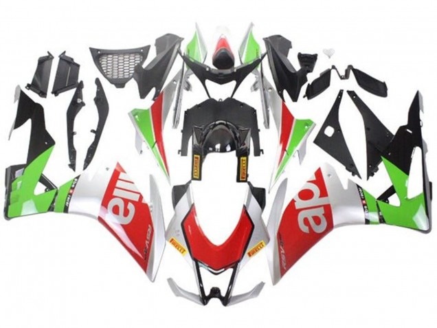 Carénages Moto Aprilia RSV4 1000 2016-2020 - Argent Rouge Noir Vert