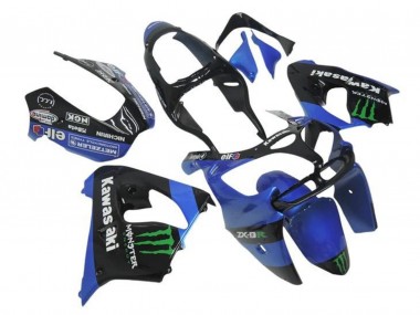 Carénages Moto Kawasaki ZX9R 2000-2001 - Bleu Noir Vert Monstre Abordables