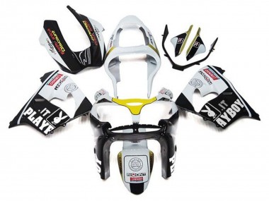 Carénages Moto Kawasaki ZX9R 2002-2003 - Blanc Noir Jaune Playboy Abordables