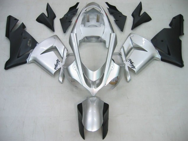 Carénages Moto Kawasaki ZX10R 2004-2005 - Argent Brillant Noir Mat