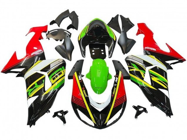 Carénages Moto Kawasaki ZX10R 2006-2007 - Rouge Vert Jaune Noir