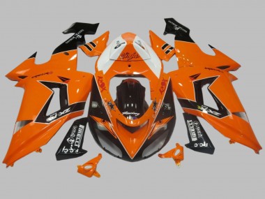 Carénage Moto Kawasaki ZX10R 2006-2007 - Orange Blanc Noir Courses Elf Abordables