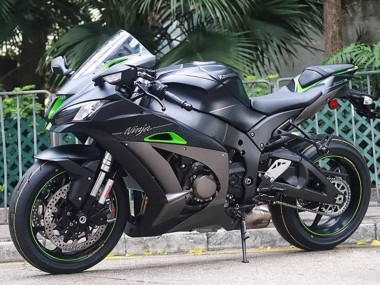 Carénages Moto Kawasaki ZX10R 2016-2020 - Noir Mat Vert Argent Abordables