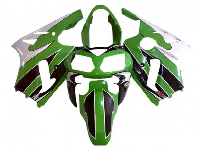 Carénages Moto Kawasaki ZX12R 2000-2001 - Blanc Vert Noir Bande