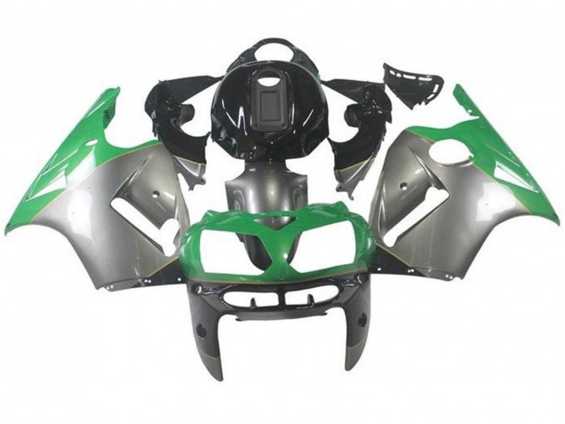 Carénages Moto Kawasaki ZX12R 2000-2001 - Argent Vert Noir