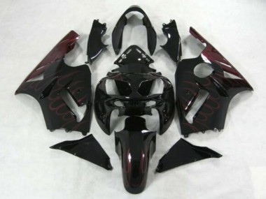 Carénages Moto Kawasaki ZX12R 2002-2006 - Noir Brillant Bourgogne Flamme Abordables