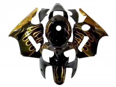 Carénages Moto Kawasaki ZX12R 2002-2006 - Noir Brillant Or Flamme Abordables