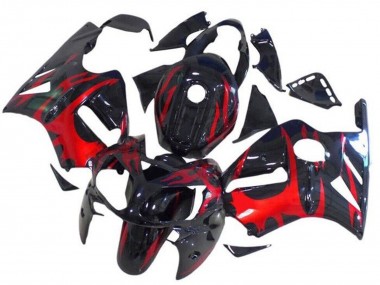 Carénages Moto Kawasaki ZX12R 2002-2006 - Noir Brillant Rouge Tribal Abordables