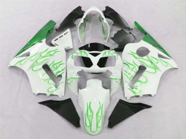 Carénages Moto Kawasaki ZX12R 2002-2006 - Blanc Vert Flamme Abordables