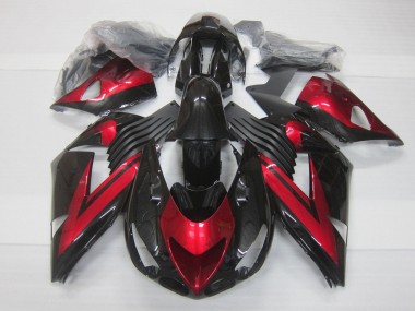 Carénages Moto Kawasaki ZX14R ZZR1400 2006-2011 - Bonbon Rouge Noir Brillant Abordables