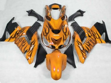 Carénages Moto Kawasaki ZX14R ZZR1400 2006-2011 - Orange Noir Flamme Abordables