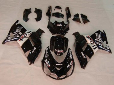 Carénages Moto Kawasaki ZX14R ZZR1400 2006-2011 - Noir Brillant Blanc West Abordables