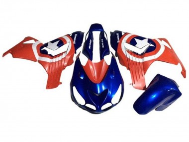 Carénages Moto Kawasaki ZX14R ZZR1400 2006-2011 - Bleu Rouge Blanc Étoile Captain America Abordables