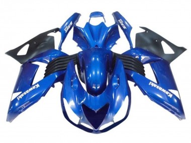 Carénages Moto Kawasaki ZX14R ZZR1400 2006-2011 - Bleu Noir Blanc Décalque Abordables
