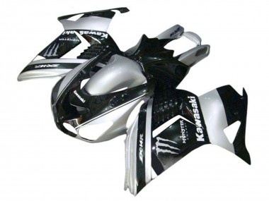 Carénages Moto Kawasaki ZX14R ZZR1400 2006-2011 - Argent Noir Monstre Abordables