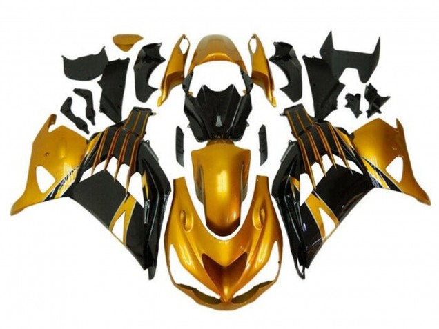 Carénages Moto Kawasaki ZX14R ZZR1400 2012-2024 - Or Noir Brillant