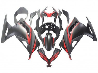 Carénage Moto Kawasaki EX300 2013-2024 - Noir Mat Rouge Abordables