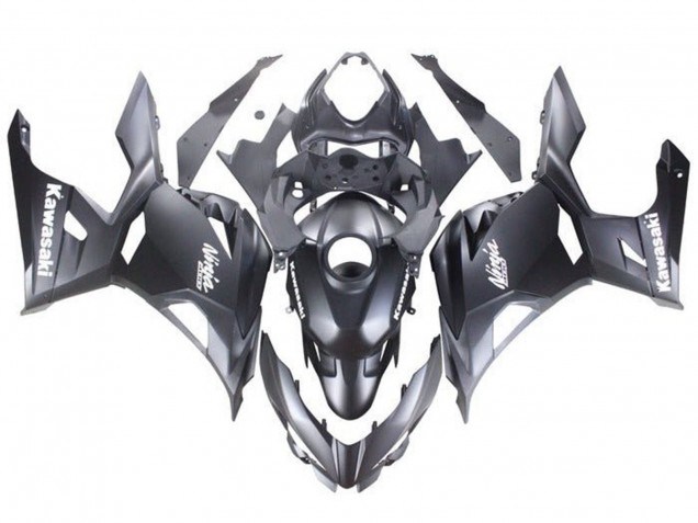 Carénages Moto Kawasaki Ninja 400 2018-2024 - Noir Mat Blanc Décalque