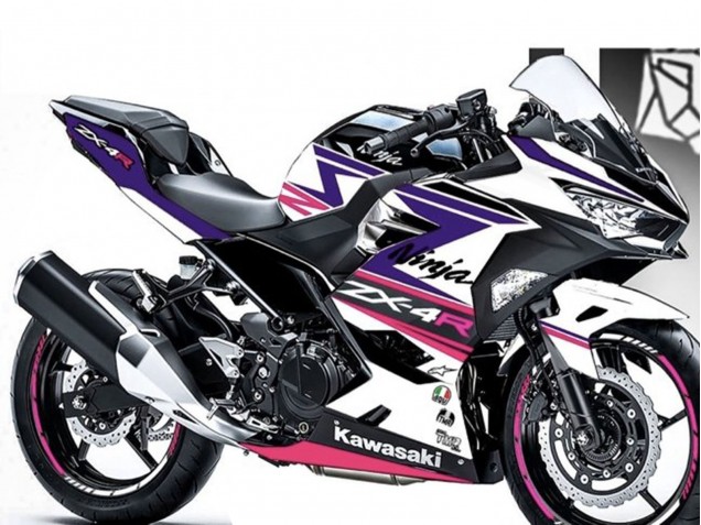 Carénages Moto Kawasaki Ninja 400 2018-2024 - Blanc Violet Rose