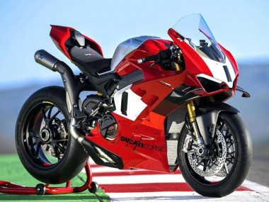 Carénages Moto Ducati Panigale V4 V4S 2022-2024 - Argent Blanc Rouge Corse Abordables